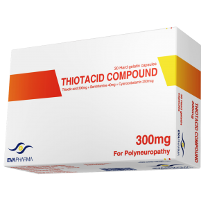 Thiotacid Compound 300 mg ( Thioctic Acid = Alpha Lipoic Acid 300 mg + vitamin B1 40 mg + vitamin B12 250 mcg ) 30 capsules